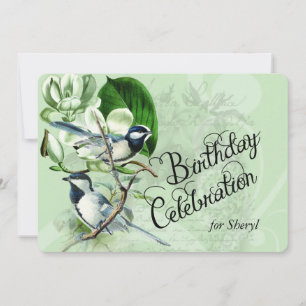 Vintage Magnolia Songbirds Invitation d'anniversai