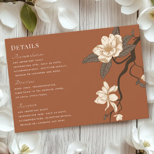 Vintage Magnolia Wedding Terracotta Details  RSVP Card