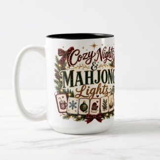 Vintage Mahjong Cozy Night Two-Tone Coffee Mug