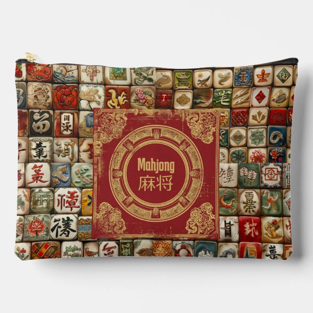Vintage Mahjong Designs Accessory Pouch (Front)