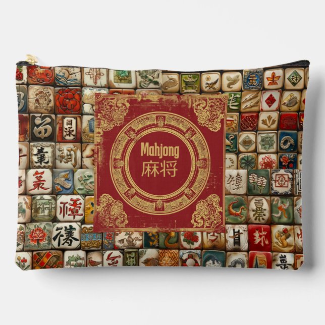 Vintage Mahjong Designs Accessory Pouch (Front)