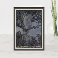 Vintage Maiden & Wolves Drawing -  Greeting Card