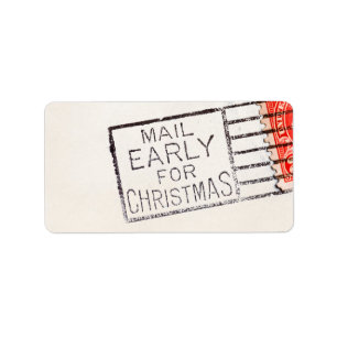 Vintage Mail Early For Christmas Cancelled Stamp Label