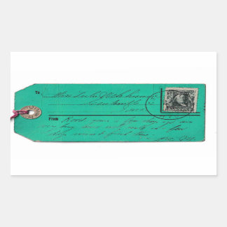Vintage Mail Tag with Cancelled Postage