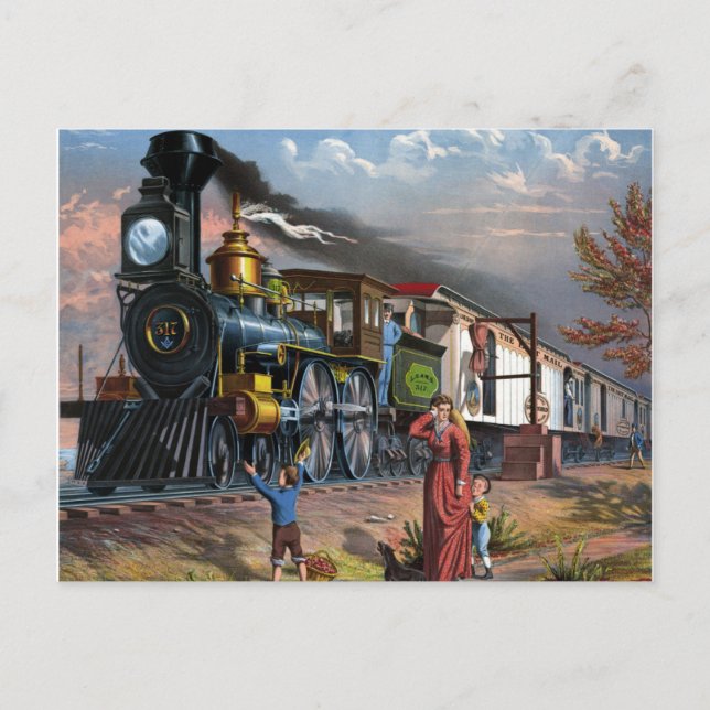 Vintage Mail Train Postcard (Front)