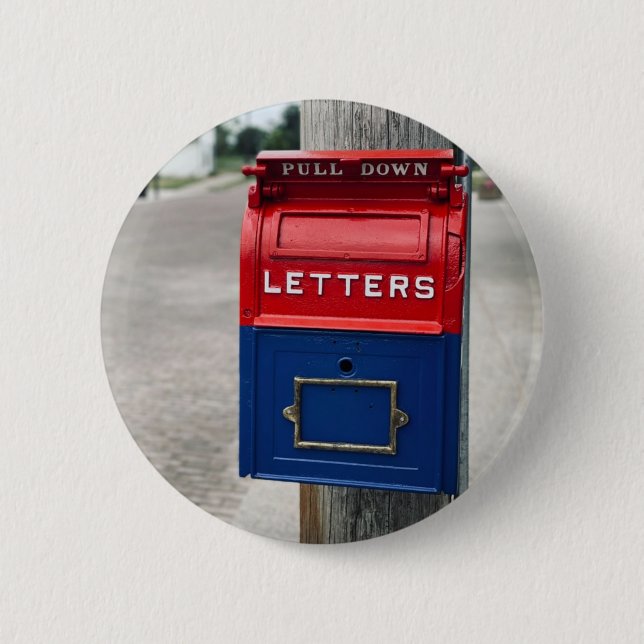 Vintage Mailbox 2 Inch Round Button (Front)