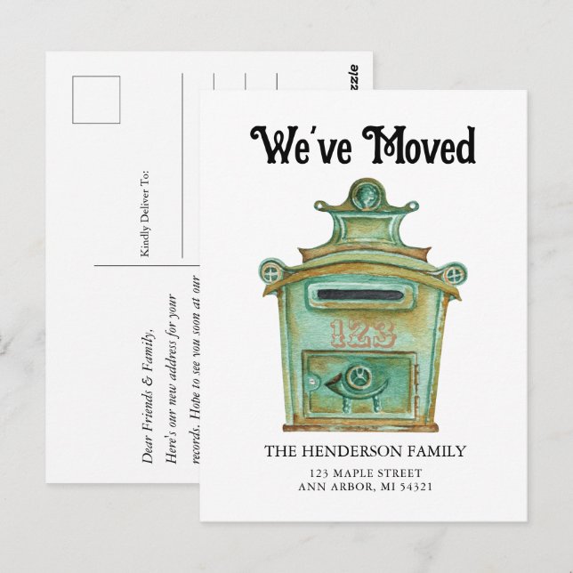 Vintage Mailbox Moving Announcement Postcard (Front/Back)