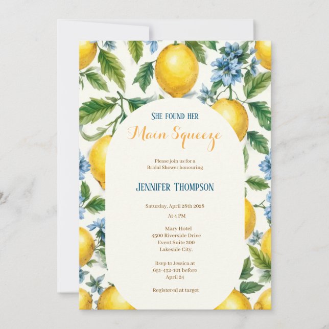 Vintage Main Squeeze citrus bridal shower Invitation (Front)