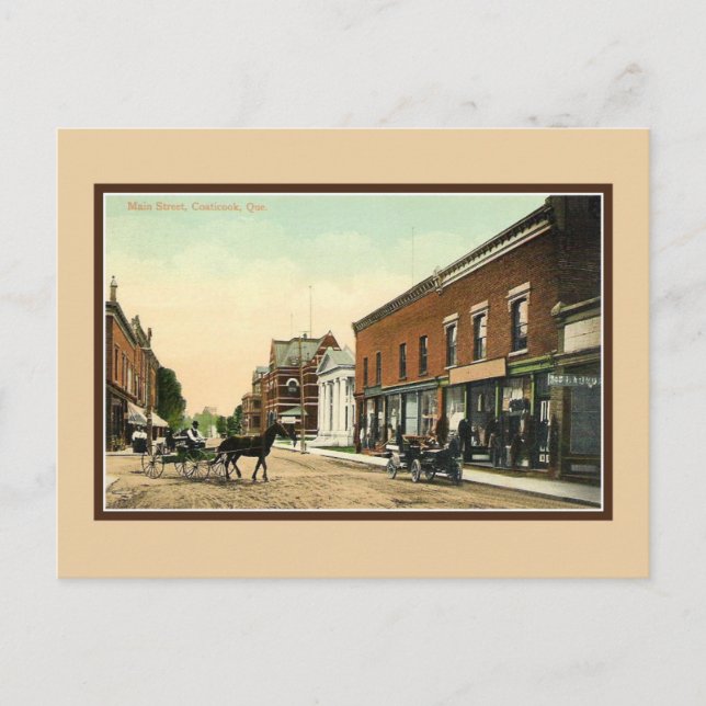 Vintage Main Street Coaticook, Quebec Postcard (Front)