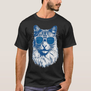 Vintage Maine Coon Cat Lover Sunglasses Mom Dad Pr T-Shirt