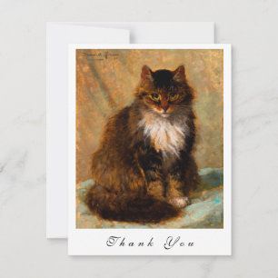 Vintage Maine Coon Cat Painted Portrait Thank You Card