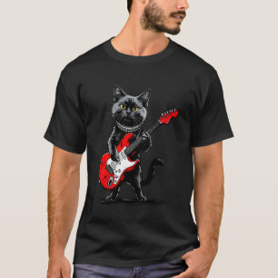 Vintage Maine Coon Cat Playing Guitar Funny Kitten T-Shirt