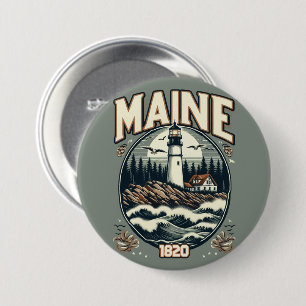 Vintage Maine Lighthouse 3 Inch Round Button