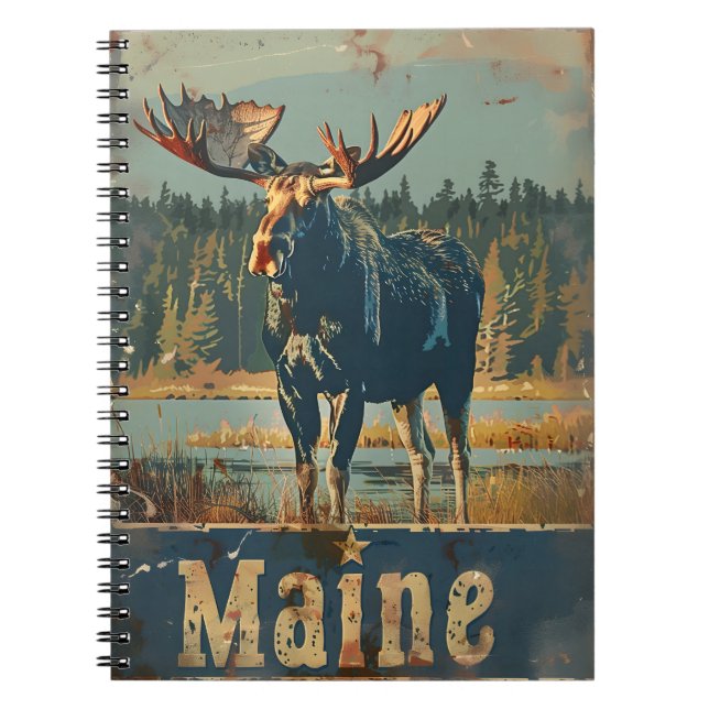 Vintage Maine Moose Notebook (Front)
