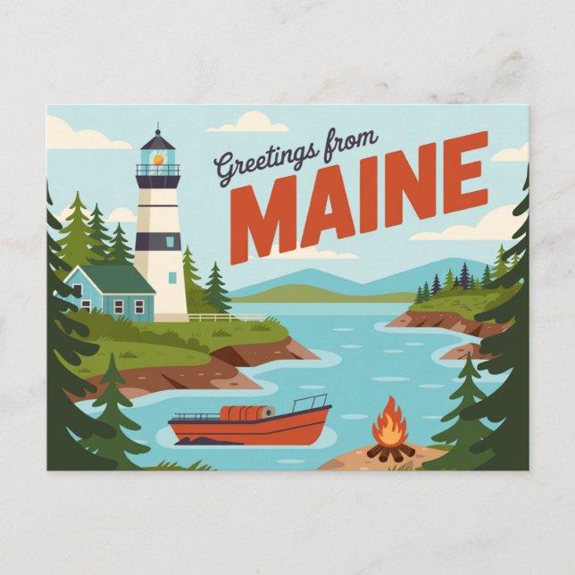 Vintage Maine Postcard | Greetings from Maine (Front)