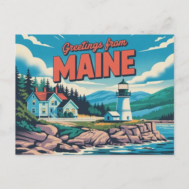 Vintage Maine Postcard | Greetings from Maine (Front)