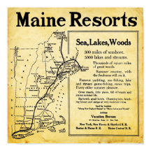 Vintage Maine Resorts With Map Prints