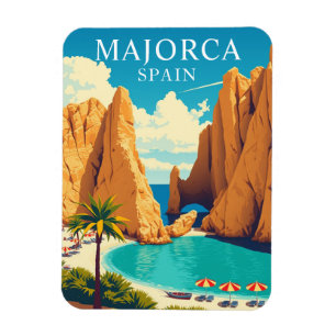 Vintage Majorca Spain Beach Travel Souvenir Magnet
