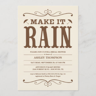 Vintage Make it Rain Bridal Shower Invitations
