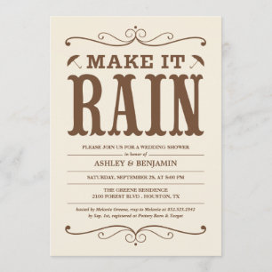 Vintage Make it Rain Wedding Shower Invitations