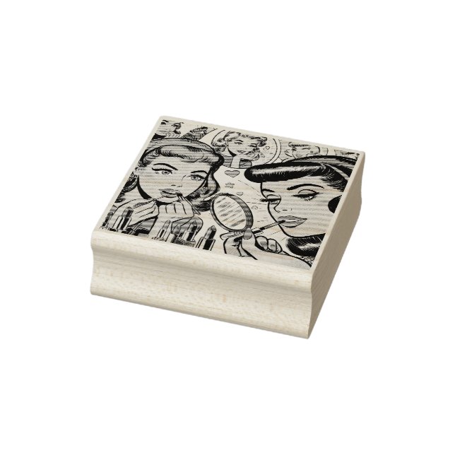 Vintage Makeup Girls Comics Rubber Stamp (Stamp)