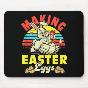 Vintage Making Easter Eggs Joke Couple Bunny Mouse Pad