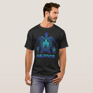 Vintage Maldives Ocean Blue Sea Turtle Souvenirs T-Shirt