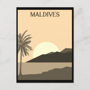 Vintage Maldives Tropical Beach Ocean Travel Postcard