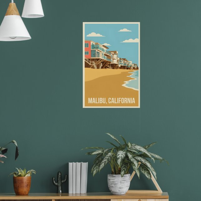 Vintage Malibu California Poster (Living Room 1)