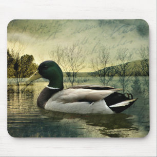 Vintage Mallard Duck Weathered Postcard Mouse Pad