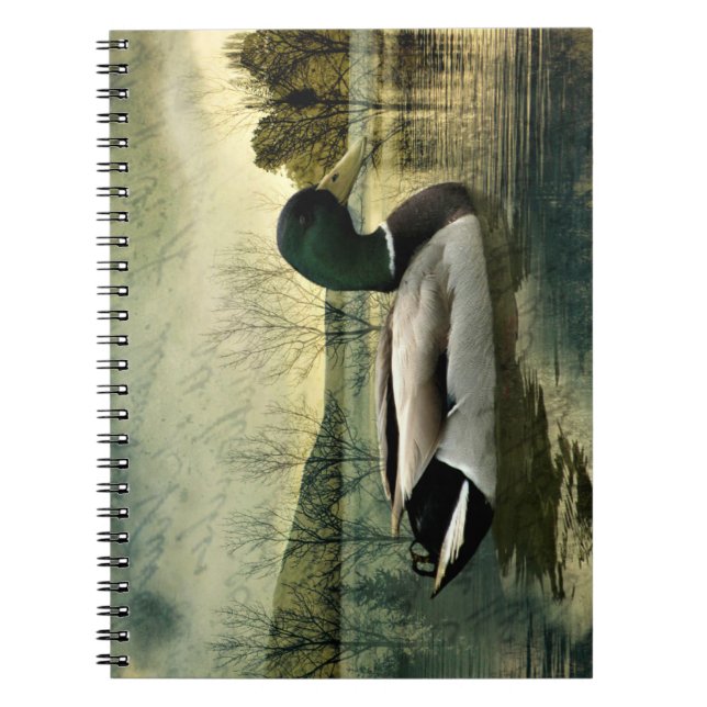 Vintage Mallard Duck Weathered Postcard Notebook (Front)