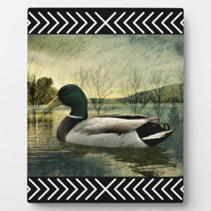 Vintage Mallard Duck Weathered Postcard  Plaque