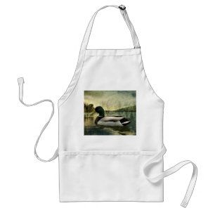 Vintage Mallard Duck Weathered Postcard Standard Apron