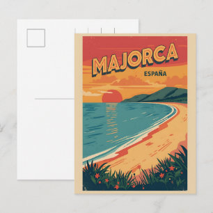 Vintage Mallorcca beach Spain travel souvenirs Holiday Postcard