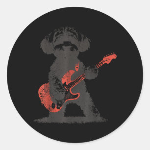 Vintage Maltipoo Rock Playing Guitar Funny Dog Classic Round Sticker