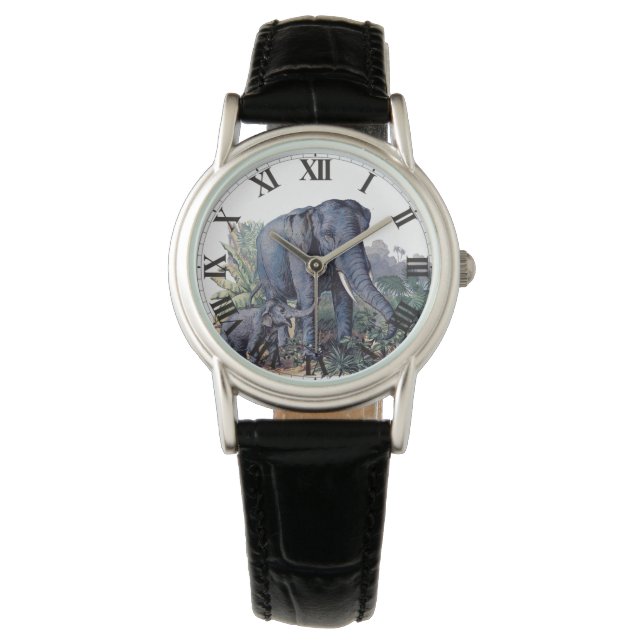 Vintage Mama & Baby Elephant Watch (Front)
