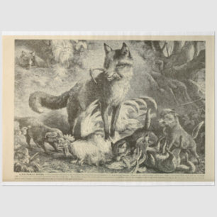 Vintage Mama Fox Ephemera Decoupage Tissue Paper