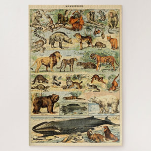 Vintage Mammals Animals Old Illustration Art Jigsaw Puzzle