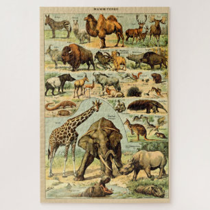 Vintage Mammals Animals Old Illustration Art Jigsaw Puzzle