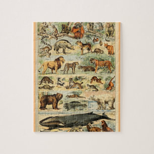 Vintage Mammals Animals Old Illustration Art Jigsaw Puzzle