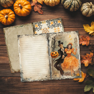 Vintage Man and Woman Halloween Junk Journal Page