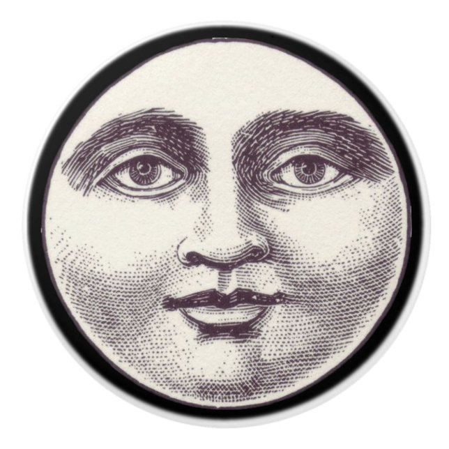 Vintage man in the moon ceramic knob (Front)