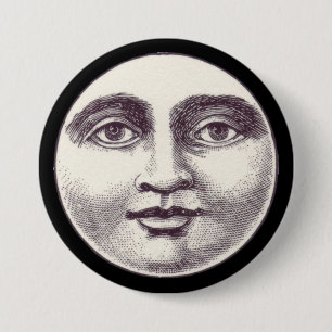 Vintage man in the moon full moon face 3 inch round button