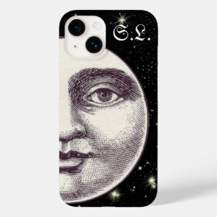 Vintage man in the moon full moon face black white Case-Mate iPhone 14 case