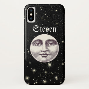 Vintage man in the moon full moon face black white Case-Mate iPhone case