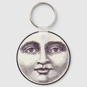 Vintage man in the moon full moon face keychain