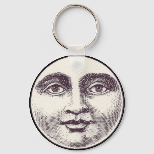 Vintage man in the moon full moon face keychain (Front)
