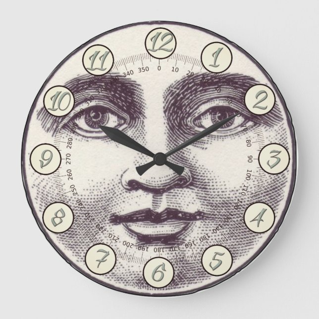Vintage man in the moon full moon face large clock (Front)