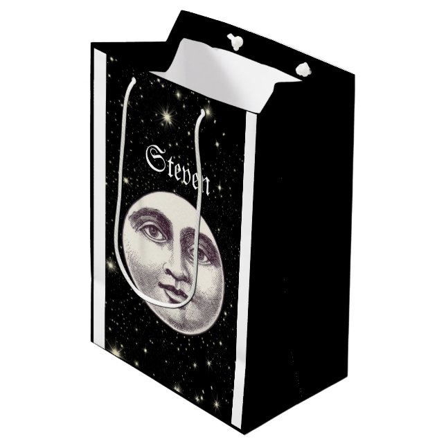 Vintage man in the moon full moon face medium gift bag (Front Angled)