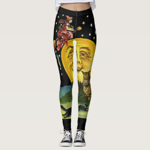 Vintage Man In The Moon Leggings